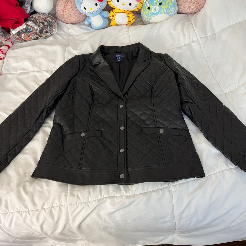 Denim & Co. Signature Quilted Faux Leather Blazer